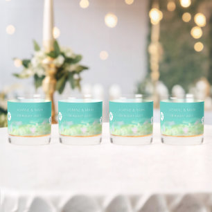 Aqua Blue Water Beach Hochzeiten Individuelle Name Whiskyglas