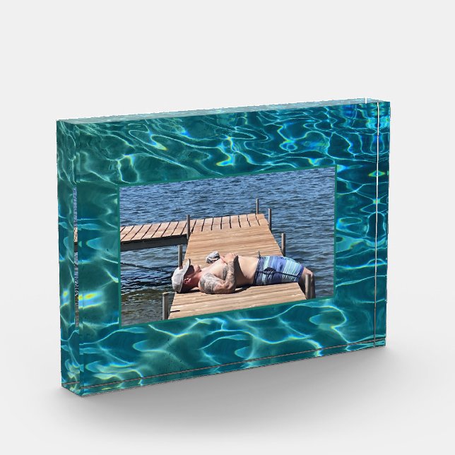 Aqua Blue Water Muster, rippende Ozeanwellen Fotoblock (Links)