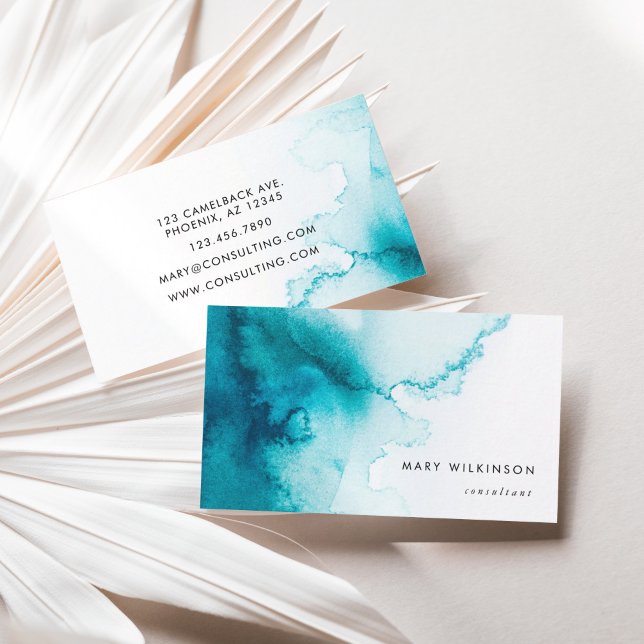 Aqua Blue Watercolor Hintergrund Visitenkarte (Aqua Blue Watercolor Background Business Card)