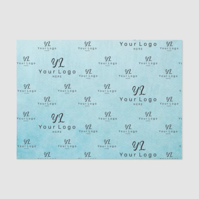 Aqua Blue Watercolor Logo Business Packet Tissu Seidenpapier (Vorderseite)