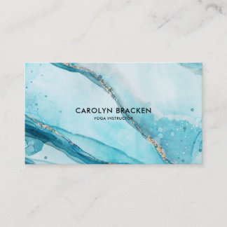 Aqua Blue Watercolor Minimalistisch Visitenkarte