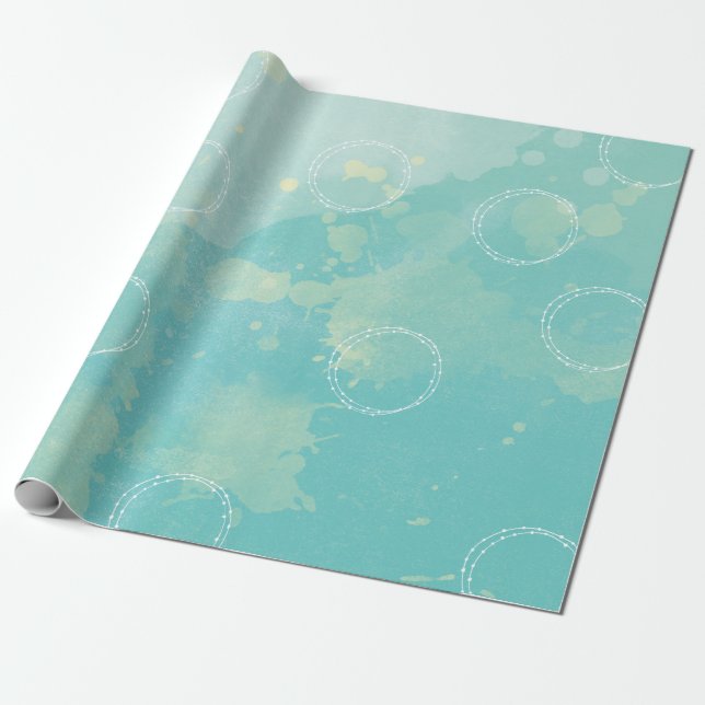 Aqua Blue Watercolor Umhüllungspapier Geschenkpapier (Ungerollt)