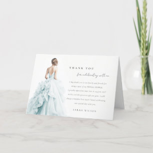 Aqua Blue Watercolor Wedding Gown Brautparty Dankeskarte