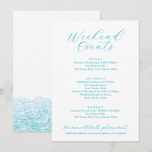 Aqua Blue Weekend Events Ocean Waves Beach Hochzei Begleitkarte