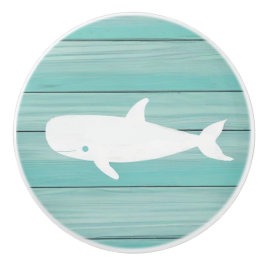 Aqua Blue Whale Imitats Holzklappknopf Keramikknauf