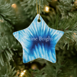 Aqua Blue White Gefärbte Krawatte Keramik Ornament