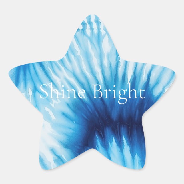 Aqua Blue White Gefärbte Krawatte Stern-Aufkleber (Vorderseite)