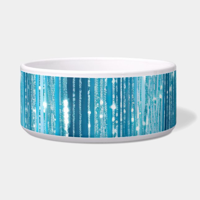 Aqua Blue White Glam Tinsel Stripes Geschenkegel Napf (Vorderseite)