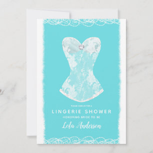 Aqua Blue & White Holiday Lingerie Dusche Party Einladung