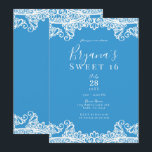 Aqua Blue & White Lace Elegant Sweet 16 Party Einladung<br><div class="desc">Anpassen für jedes Ereignis</div>