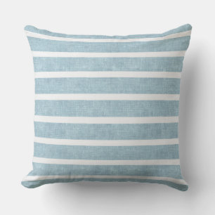 Aqua Blue & White Stripes Throw Kissen