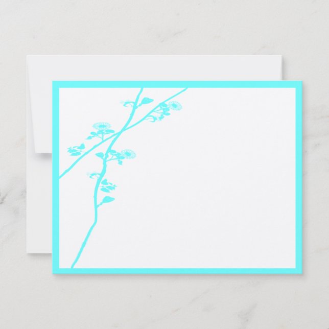 Aqua Blue Wild Blume Branch Wedding RSVP (Vorderseite)