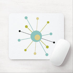 Aqua Blue Yellow Atomage Sternexplosion Mitte Jahr Mousepad
