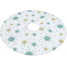 Aqua Blue Yellow Franciscan Sternexplosion Midjahr Polyester Weihnachtsbaumdecke