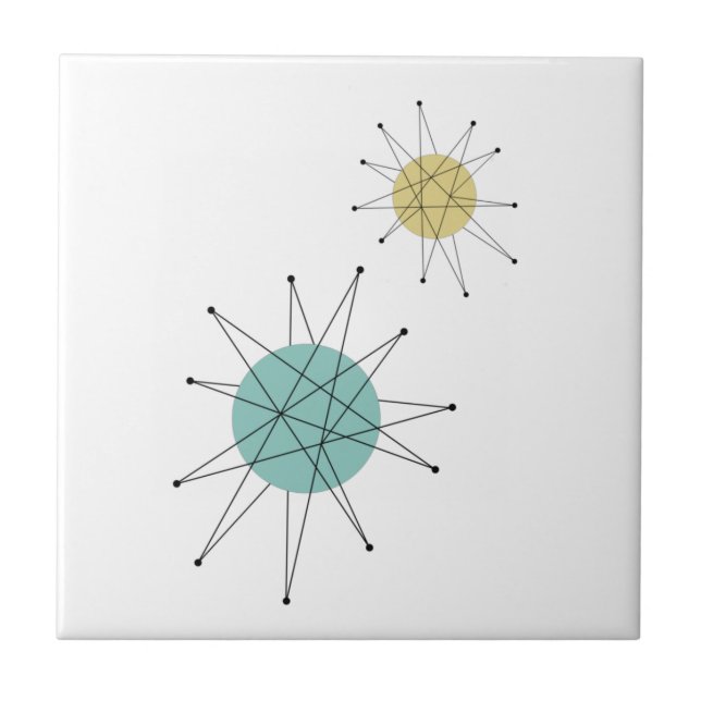 Aqua Blue Yellow Franciscan Sternexplosion Mitte J Fliese (Vorderseite)