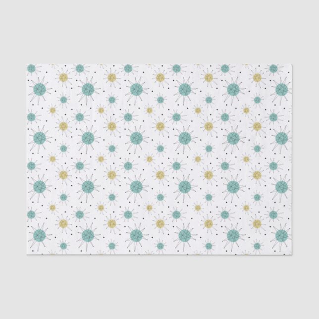 Aqua Blue Yellow Franciscan Sternexplosion Mitte J Seidenpapier (Vorderseite)