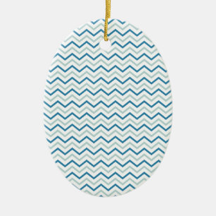 Aqua Blue Zickzack Pattern Keramikornament