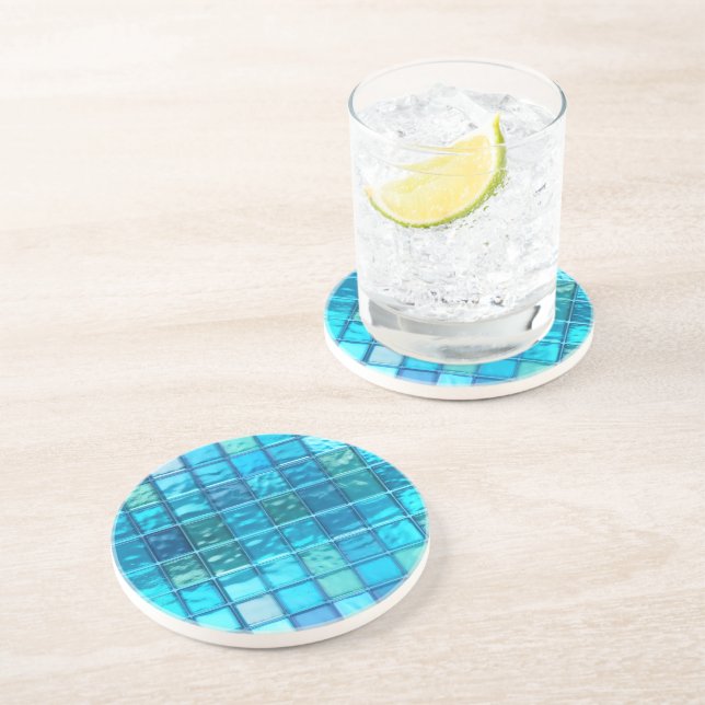 Aqua Blues Translucent Tiled-Look Getränkeuntersetzer (Seite)