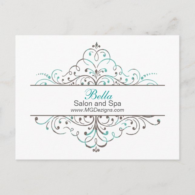 Aqua Blühe Personalisierte Business Stationery Postkarte (Vorderseite)