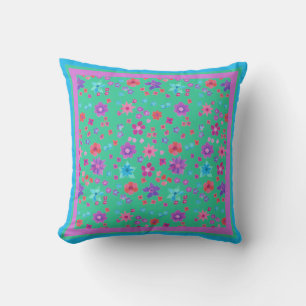 Aqua Blume-Power-Kissen oder Scatter-Kissen Kissen