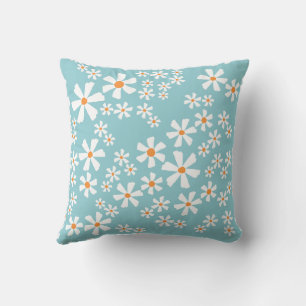 Aqua-Blumen-Daisy-Muster-Wurfkissen Kissen