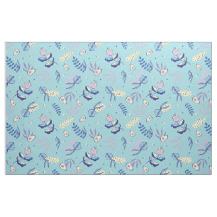 Aqua Blumenmusterstoff & Bastelmuster Stoff