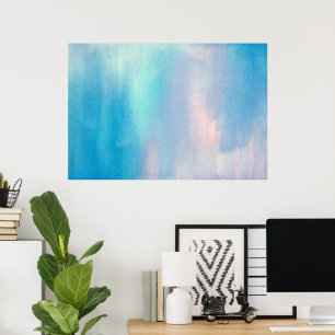 Aqua Blush Abstrakt Wasserfarbe Poster