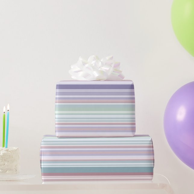 Aqua, Blush and Lavender Stripes Geschenkpapier (Partygeschenke)