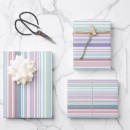 Aqua, Blush and Lavender Stripes Geschenkpapier Set