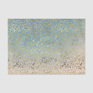 Aqua Blush Gold Leopard Print Seidenpapier