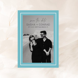 Aqua Bold Border Foto Moderne Hochzeit Save The Date