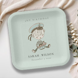Aqua Boys Little Sailor Nautic jedes Alter Geburts Pappteller