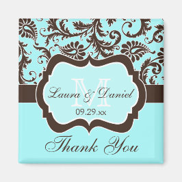 Aqua, Braun, Magnet der Gastgeschenk Hochzeit Weiß