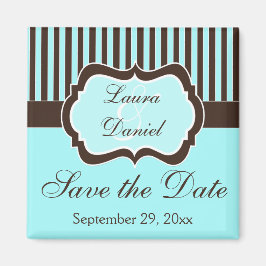 Aqua, braun, weißer Streifen Speichern Sie den Dat Magnet