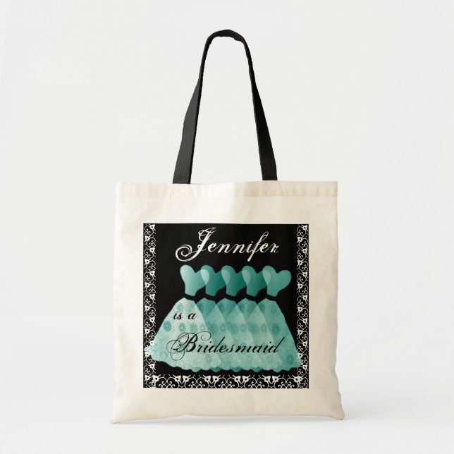 Aqua-Brautjungfer kleidet Taschen-Tasche Tragetasche (Vorne)