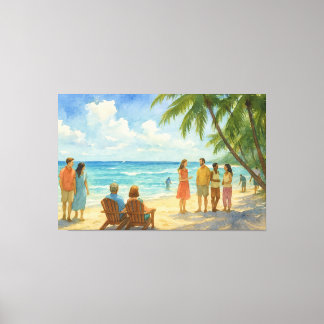 Aqua Breeze Beach Day Watercolor Leinwanddruck