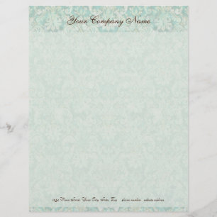 Aqua-Briefpapier Fleur di Lys Damask Briefbogen
