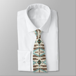 Aqua Brown Aztec Muster Krawatte