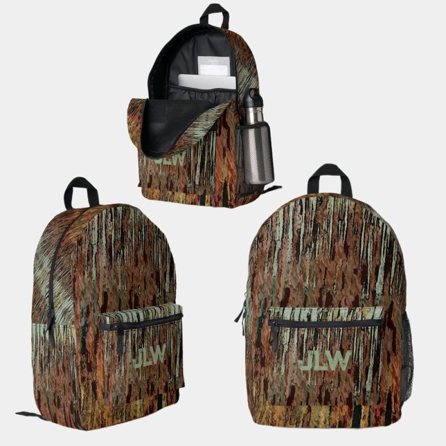 Aqua Brown und Orange Camouflage Outdoorsy Bedruckter Rucksack (Von Creator hochgeladen)