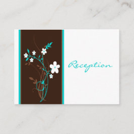 Aqua Brown White Floral Empfang Umschließungskarte Begleitkarte