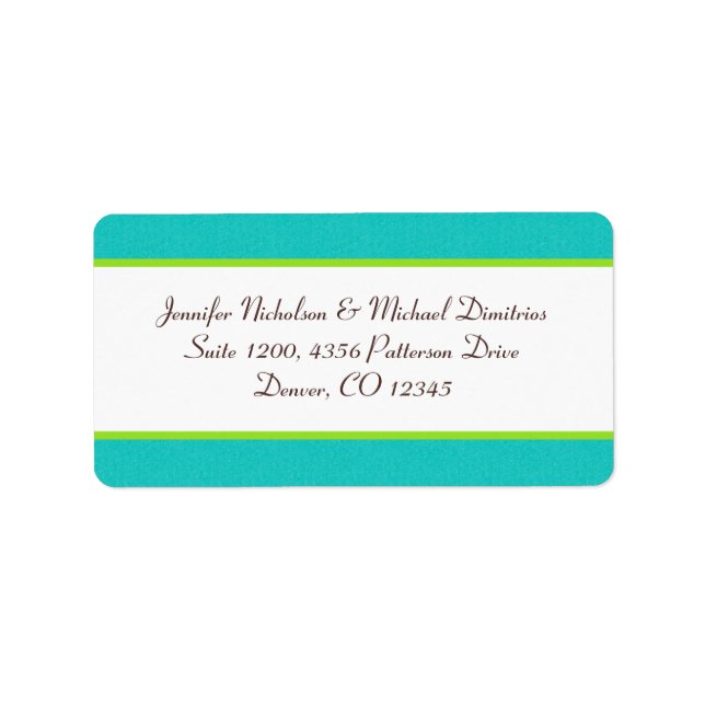 Aqua, Brown, White, Green Address Label Adressaufkleber (Vorne)