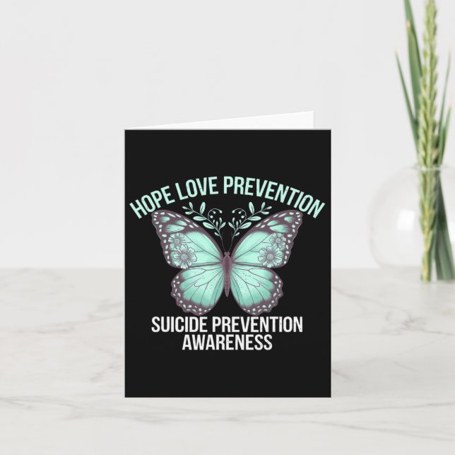 Aqua Butterfly Art Verbreitung von Suizidpräventio Karte (Vorderseite)
