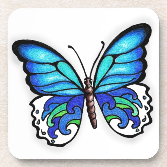 Aqua Butterfly Untersetzer (Vorderseite)