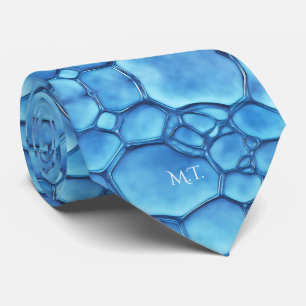 Aqua Cell Structure Watercolor Cerulean Blue Krawatte