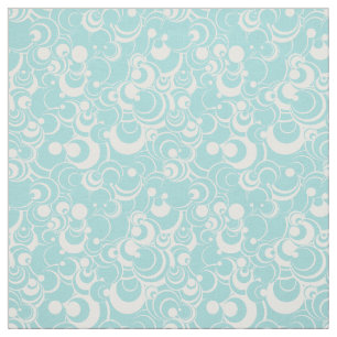 Aqua Cercles bleu et blanc Tissu Abstrait 2
