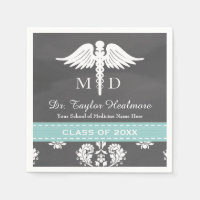 Aqua Chalkboard Caduceus Medizin School Abschluss