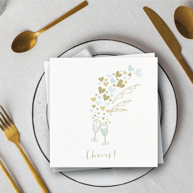 Aqua Champagne Cheers Verlobung Wedding Party Serviette (Aqua Champagne Cheers Engagement Wedding Party Paper Napkins @ fat_fa_tin)