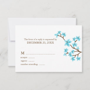 Aqua Cherry blüht Hochzeitskarten RSVP Karte