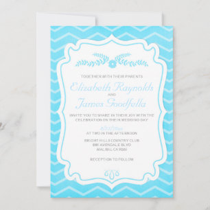 Aqua Chevron lance des invitations de mariage