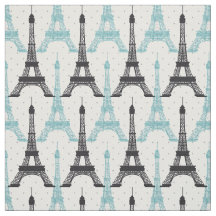 Aqua Chic Eiffel Tower Pattern